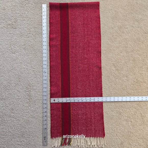 NWOT Wool Herringbone Burgundy Scarf with Big Stripe - Picture 5 of 13